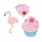 3 Ansteck Pins  Broschen Nadeln  Anstecker Cupcake, Flamingo