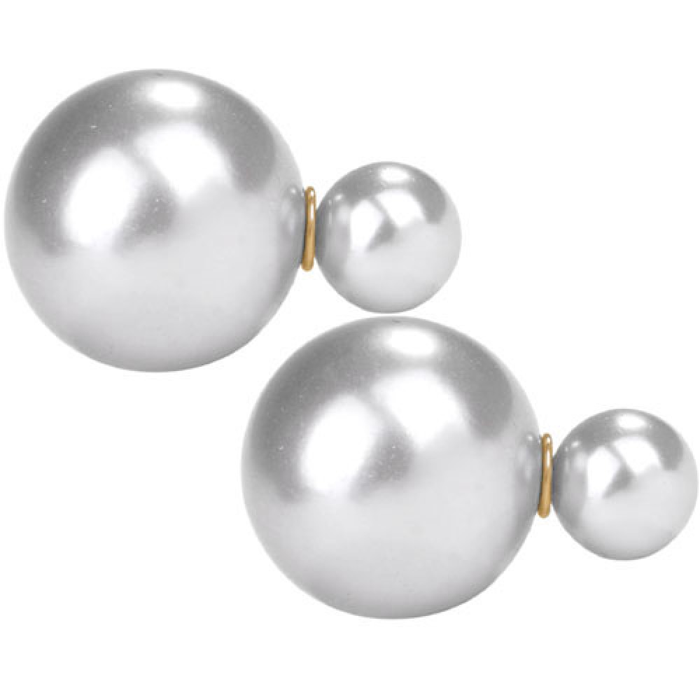 XXL LEO 17mm Doppelperlen Ohrstecker Echt 925 Silber Ohrringe Doppel Perlen 